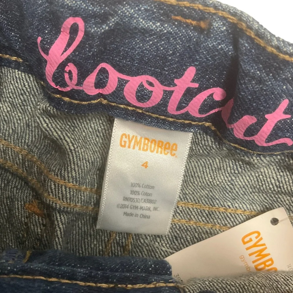 GYMBOREE Girls sz 4 Jeans Bootcut Adjustable Waist Pockets Denim Bows NWT